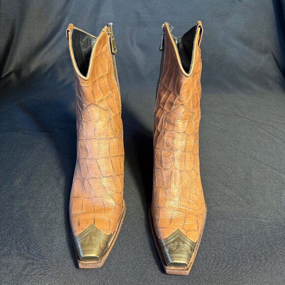 Free People Brayden Croc Western Boots Sz 38.5 - Picture 6 of 14